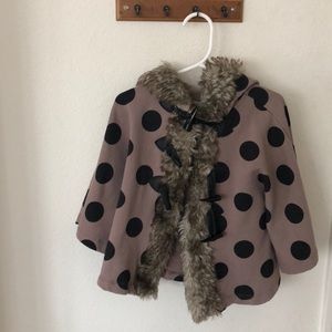 Polka Dot Cape with Fur Lining